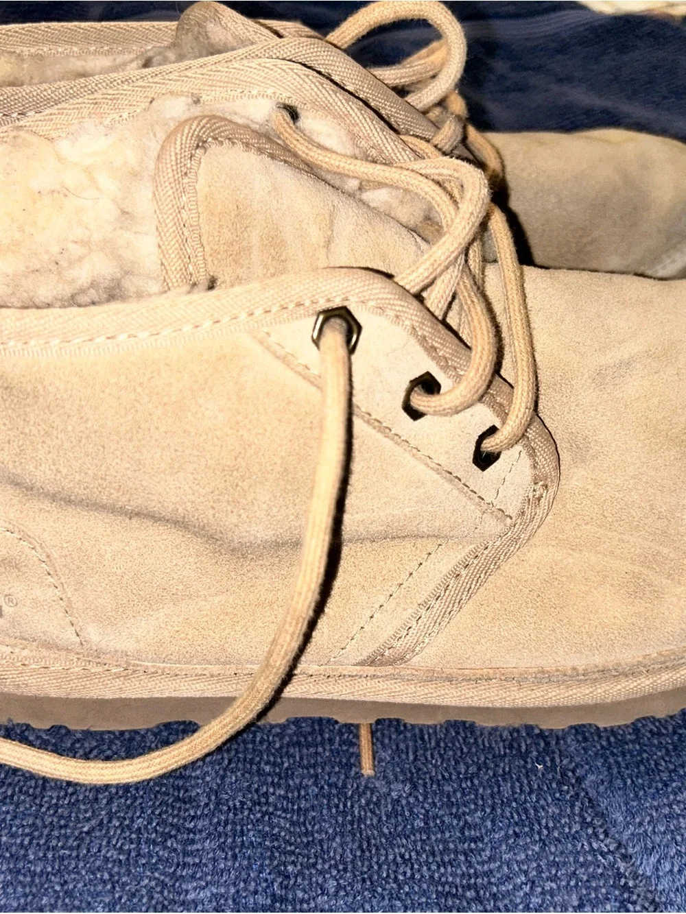UGG Kids Beige Suede Lace-Up Booties
